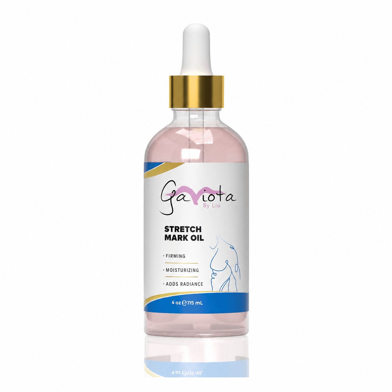 4 fl oz Gaviota by Lia Men's Stretch Mark Body Oil dropper bottle