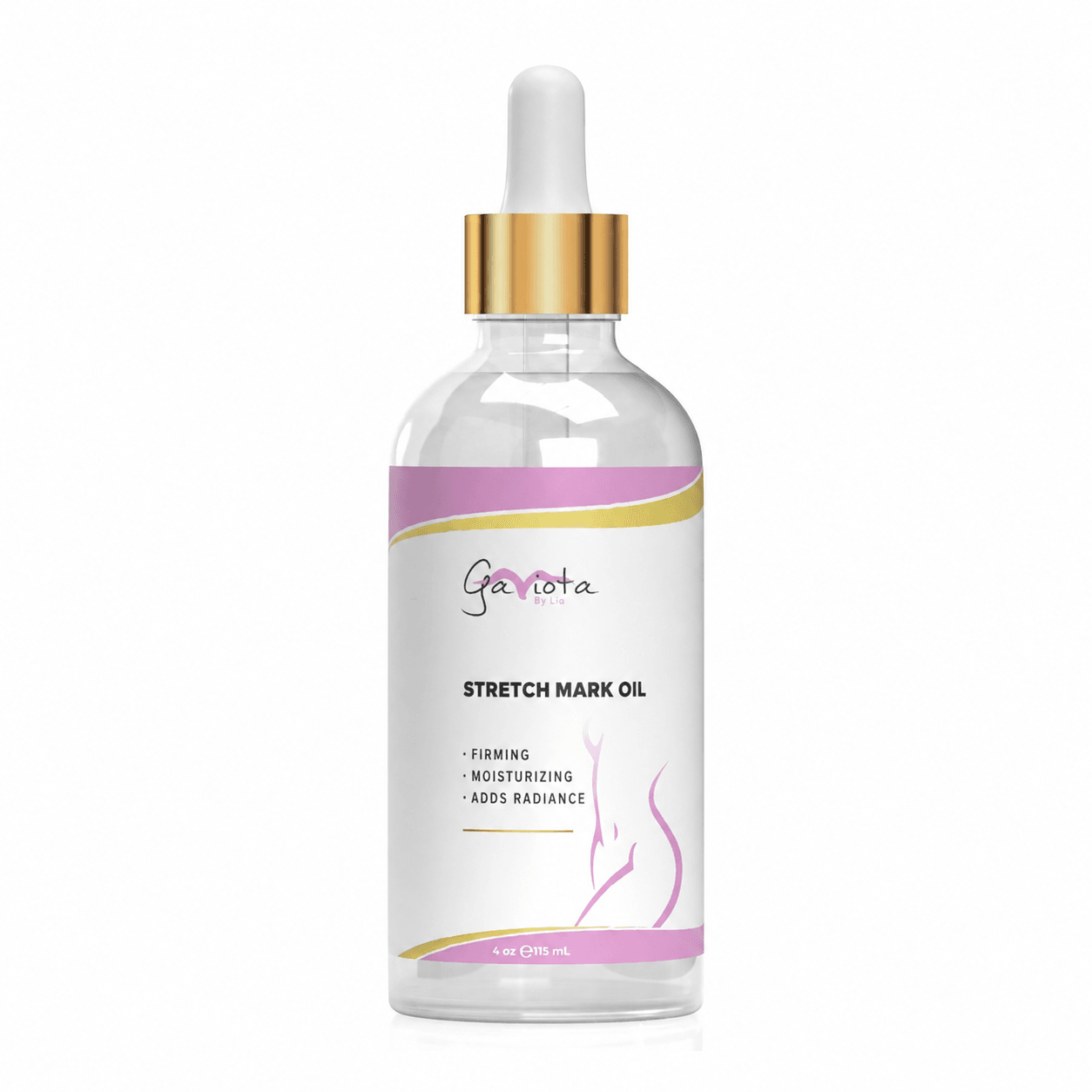 4 fl oz Gaviota by Lia Stretch Mark Body Oil dropper bottle